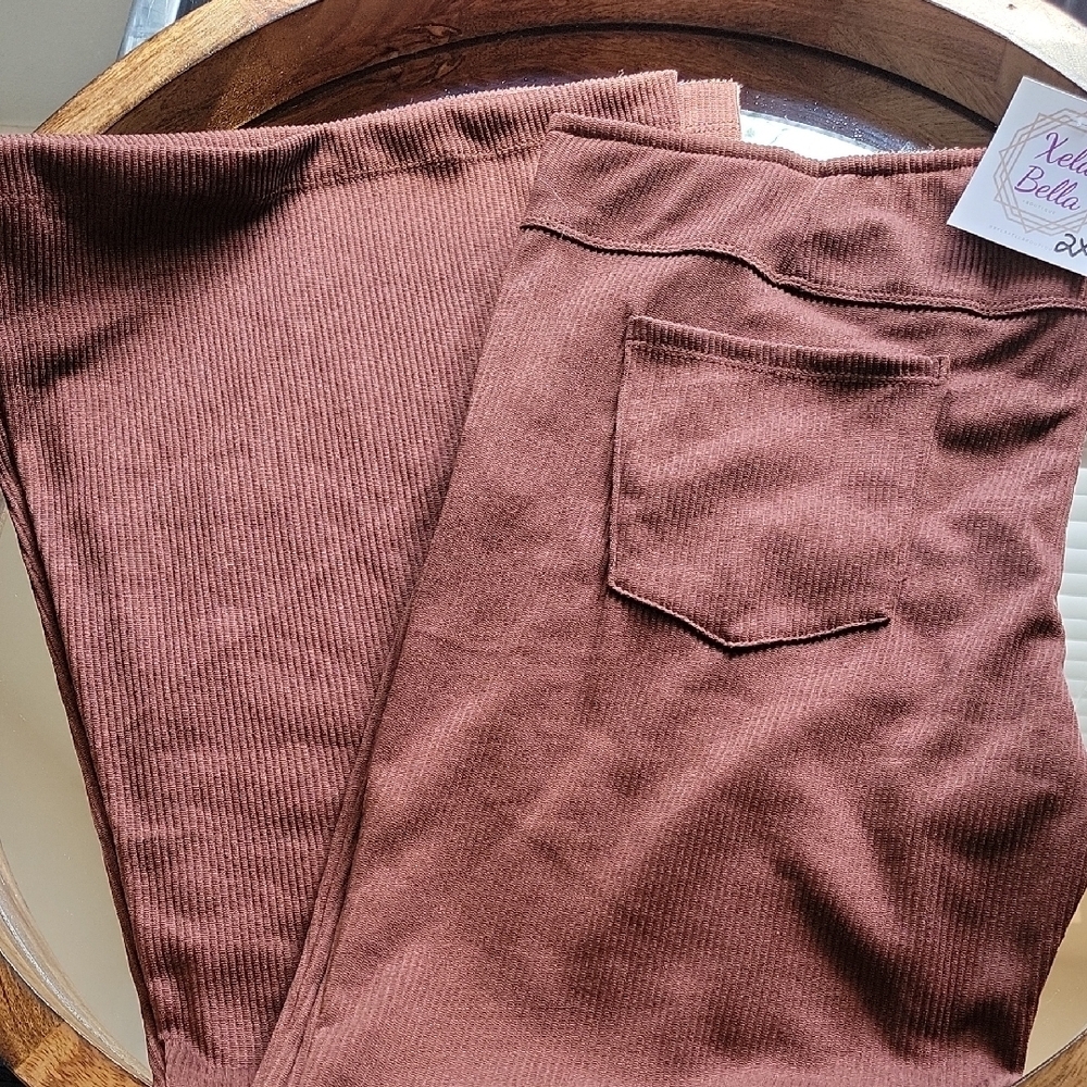 Brown Ribbed Flare Rodeo Pants (Long) - Picture 1 of 3
